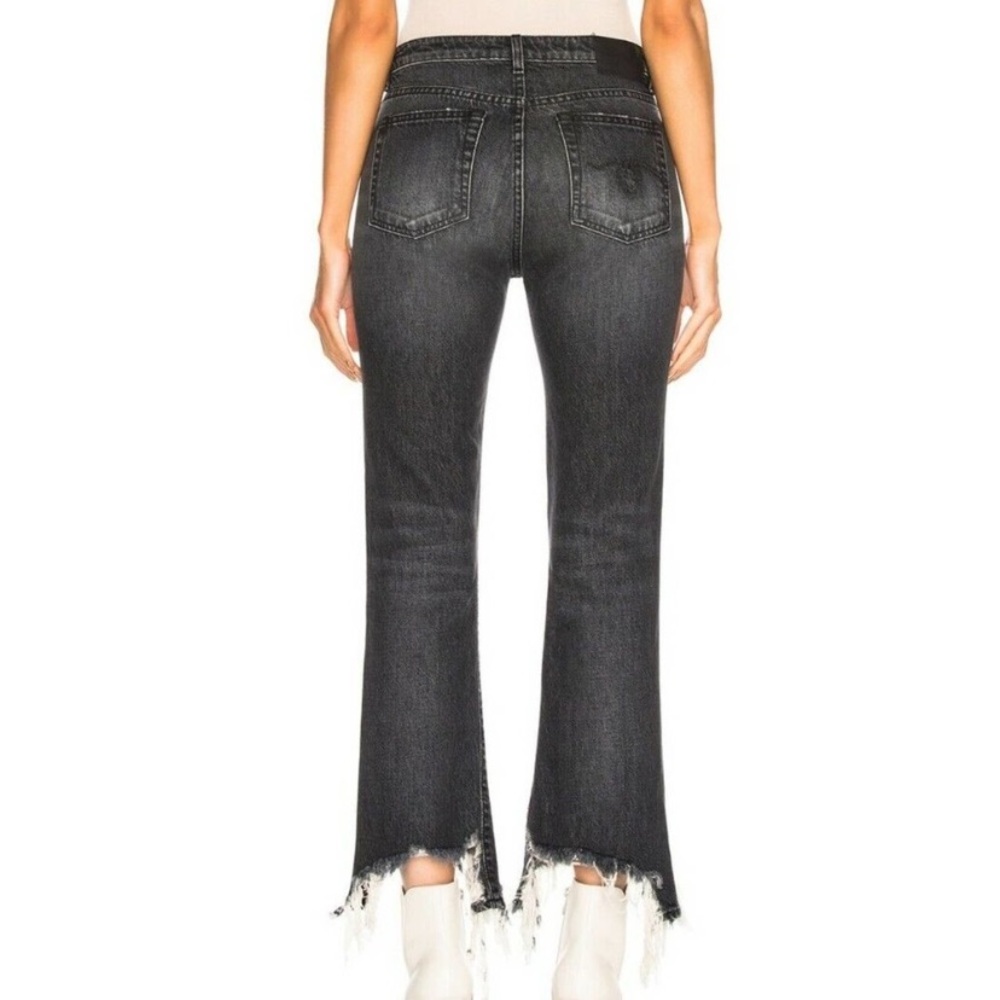 R13 || Kick Fit Raw Hem, Frayed Crop Jeans - Picture 3 of 10